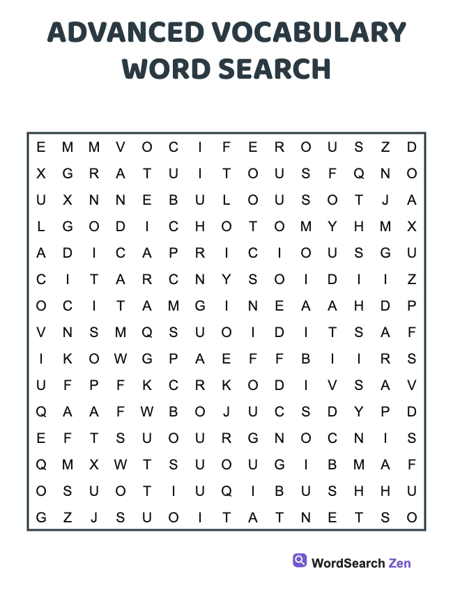 Advanced Vocabulary Word Search