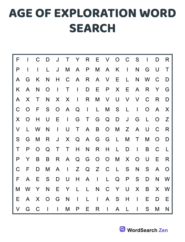 Age Of Exploration Word Search