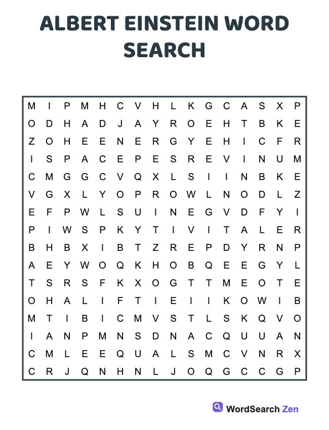 Albert Einstein Word Search