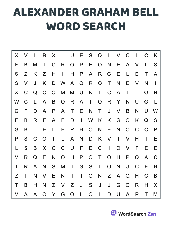 Alexander Graham Bell Word Search