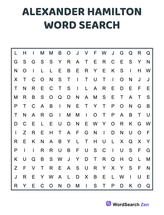 Alexander Hamilton Word Search