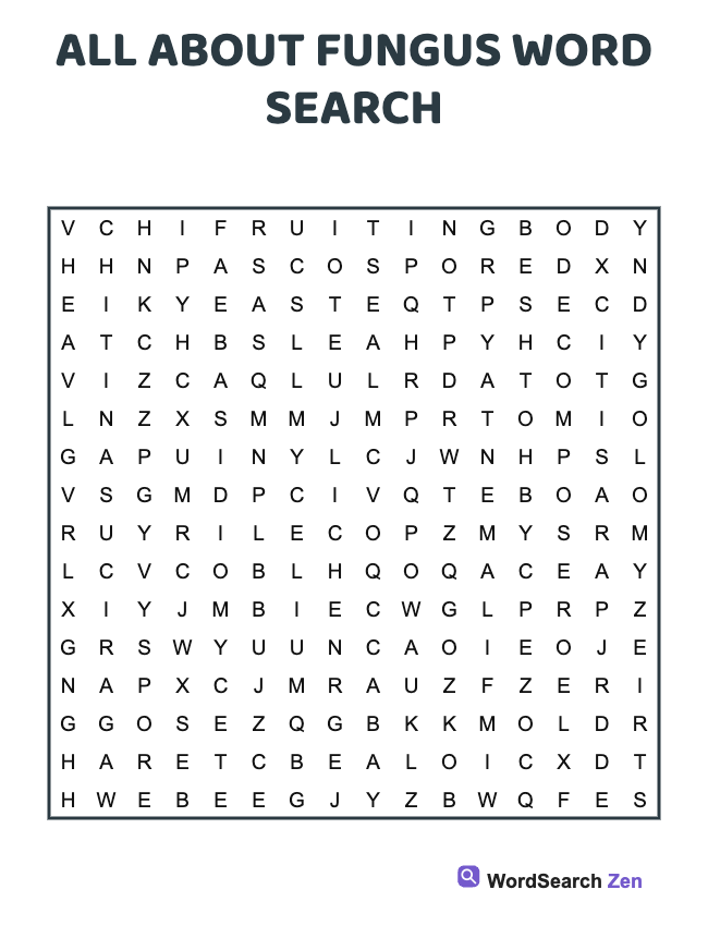 All About Fungus Word Search