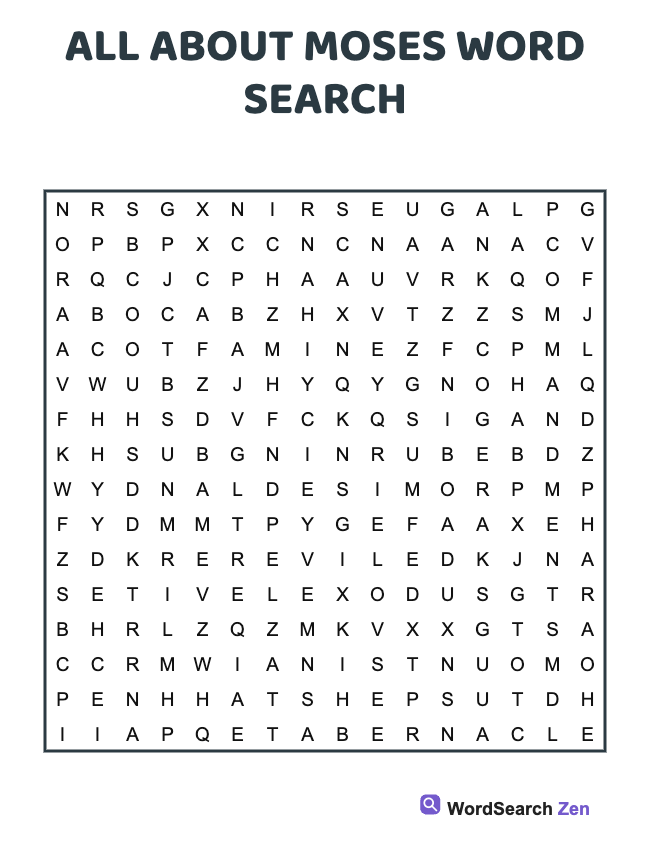 All About Moses Word Search