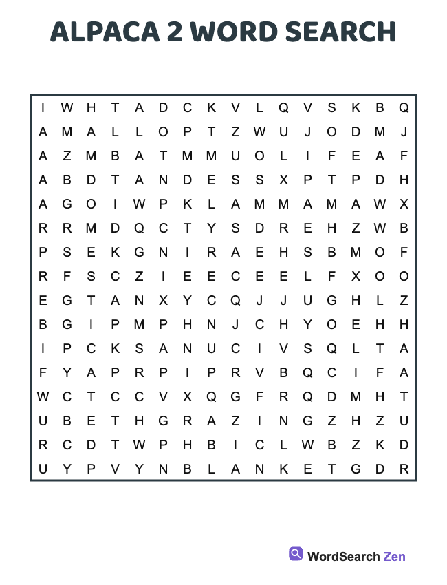 Alpaca 2 Word Search