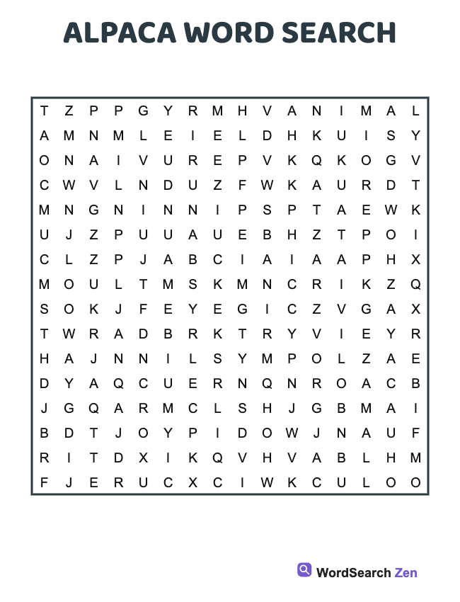 Alpaca Word Search