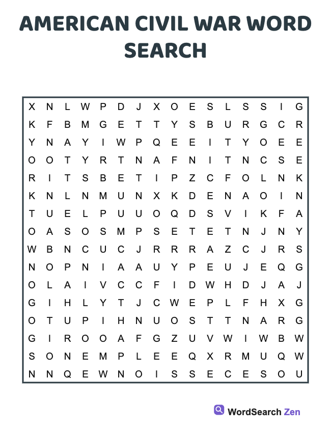 American Civil War Word Search