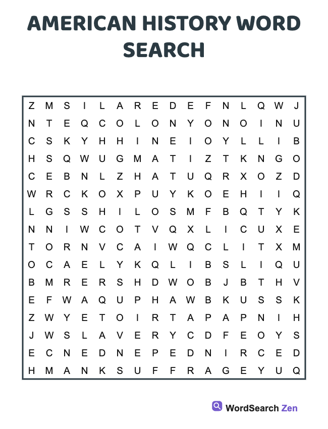 American History Word Search