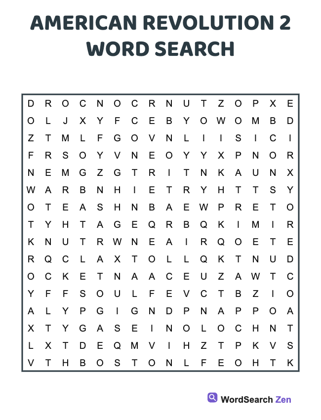 American Revolution 2 Word Search