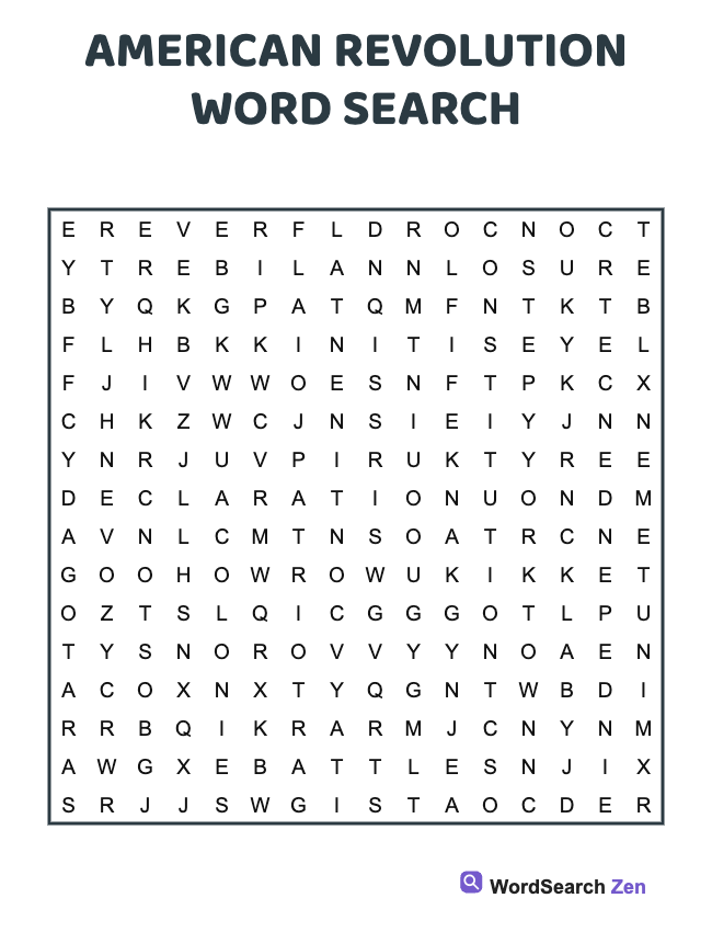 American Revolution Word Search