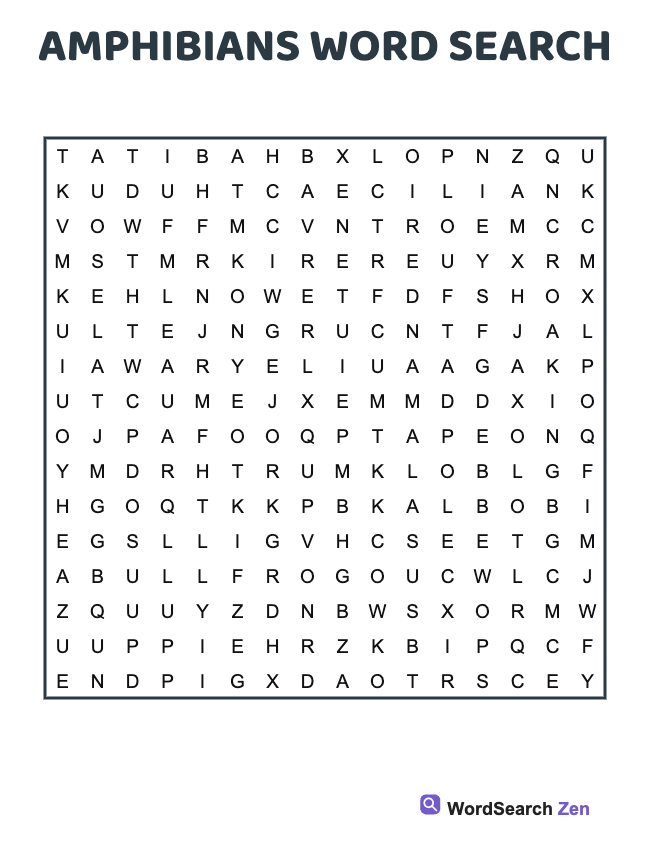 Amphibians Word Search