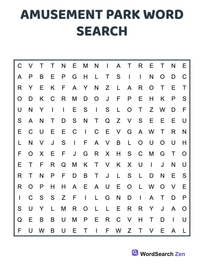 Amusement Park Word Search