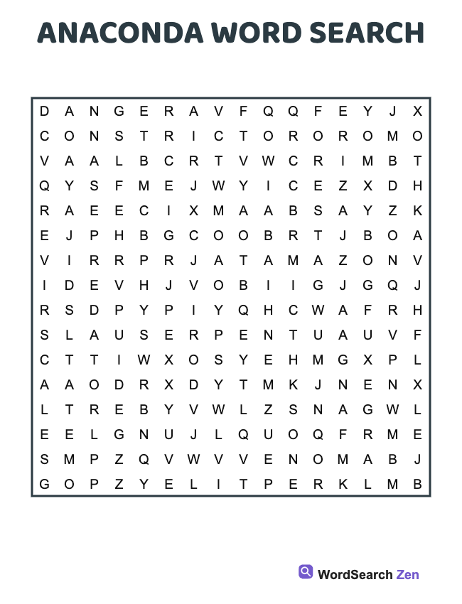 Anaconda Word Search