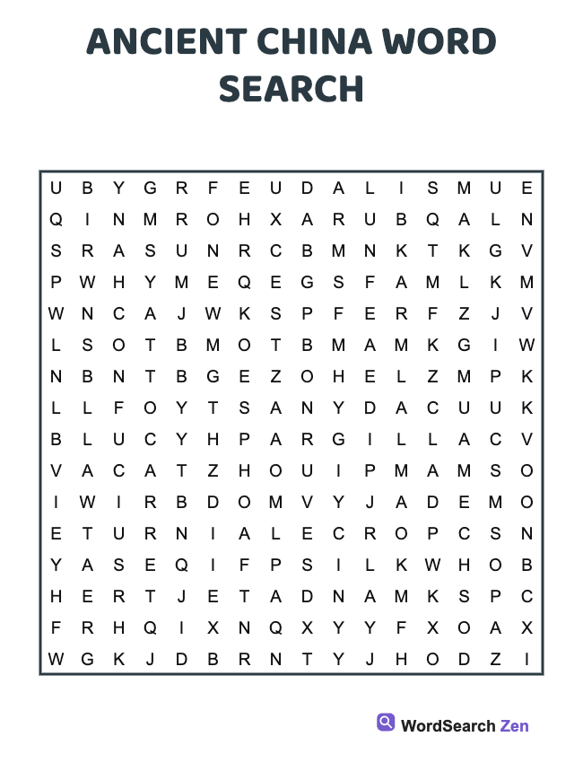 Ancient China Word Search