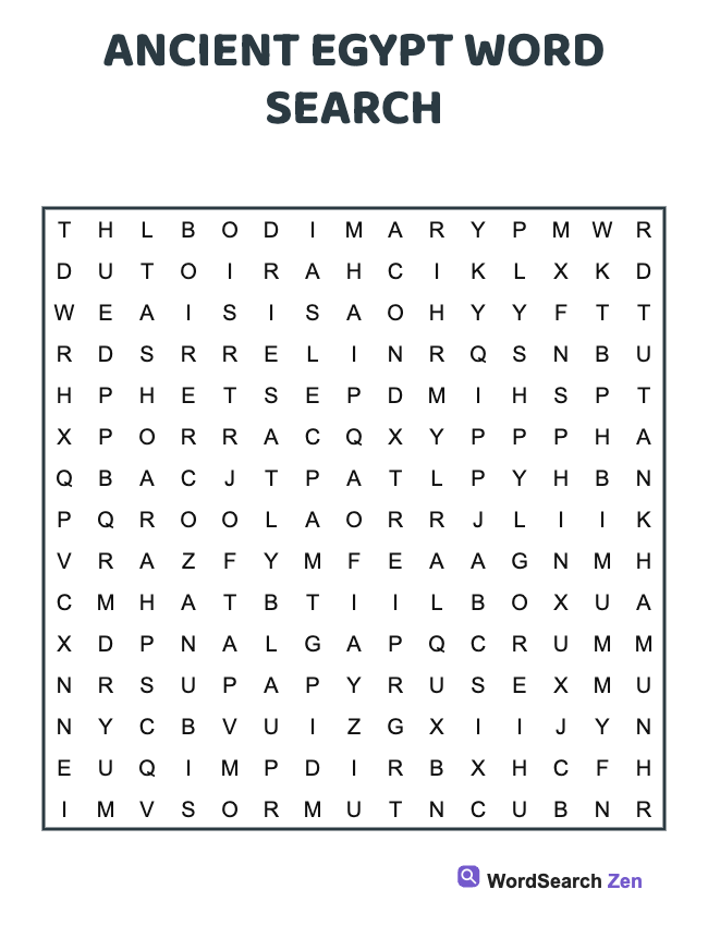 Ancient Egypt Word Search