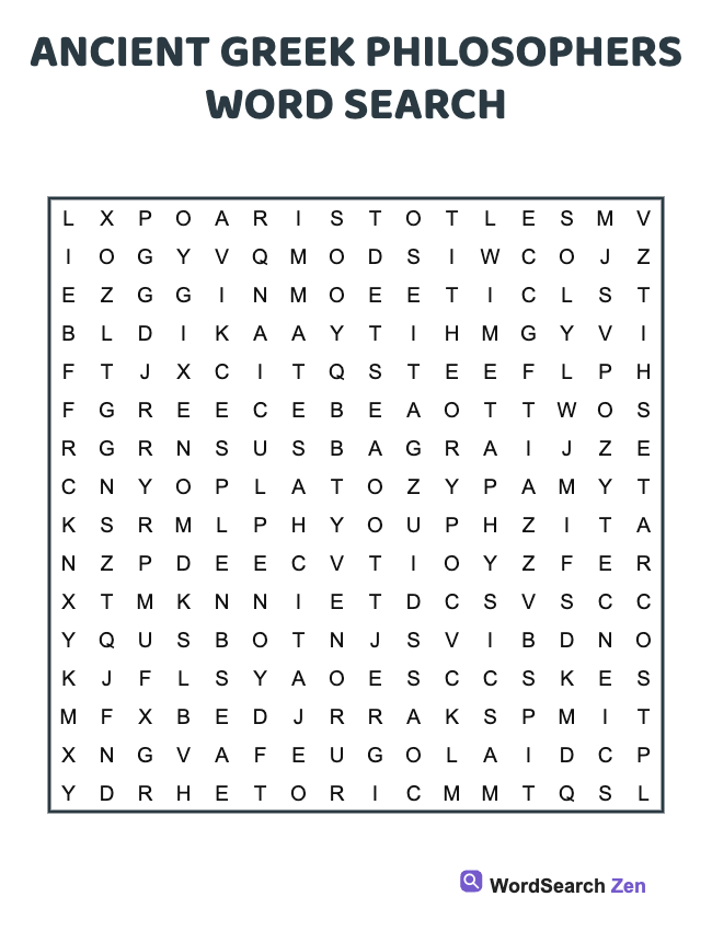 Ancient Greek Philosophers Word Search