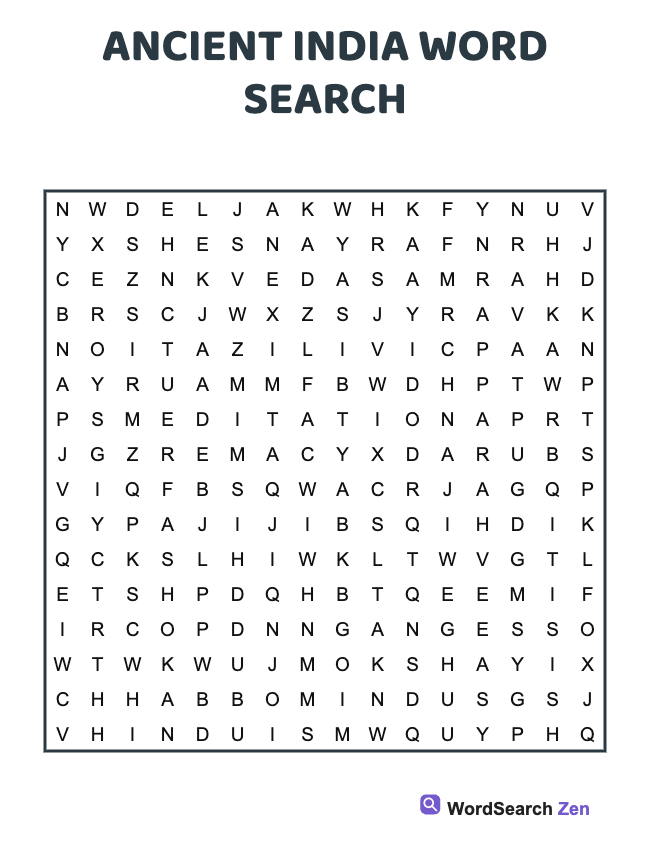 Ancient India Word Search