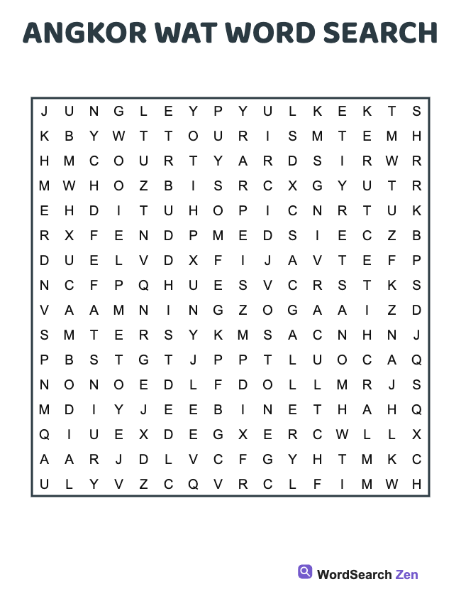 Angkor Wat Word Search