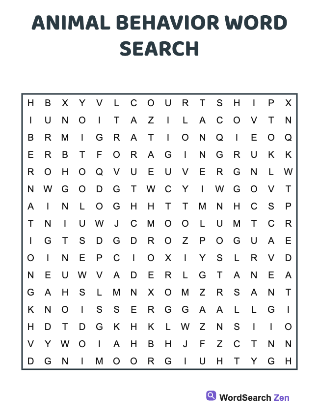 Animal Behavior Word Search