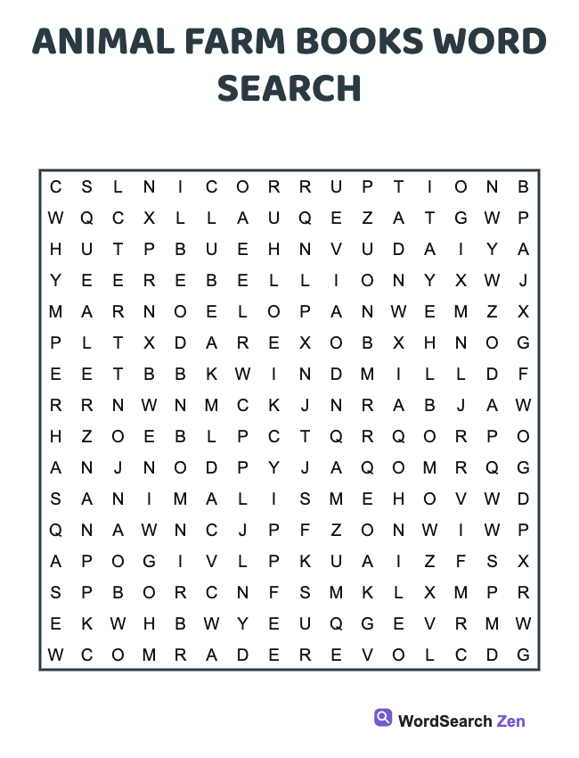 Animal Farm Books Word Search