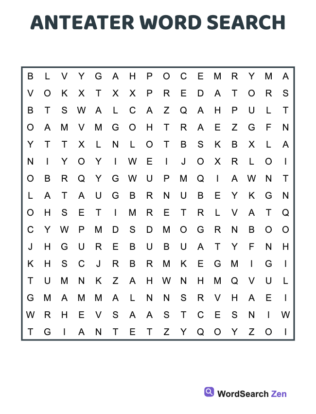 Anteater Word Search