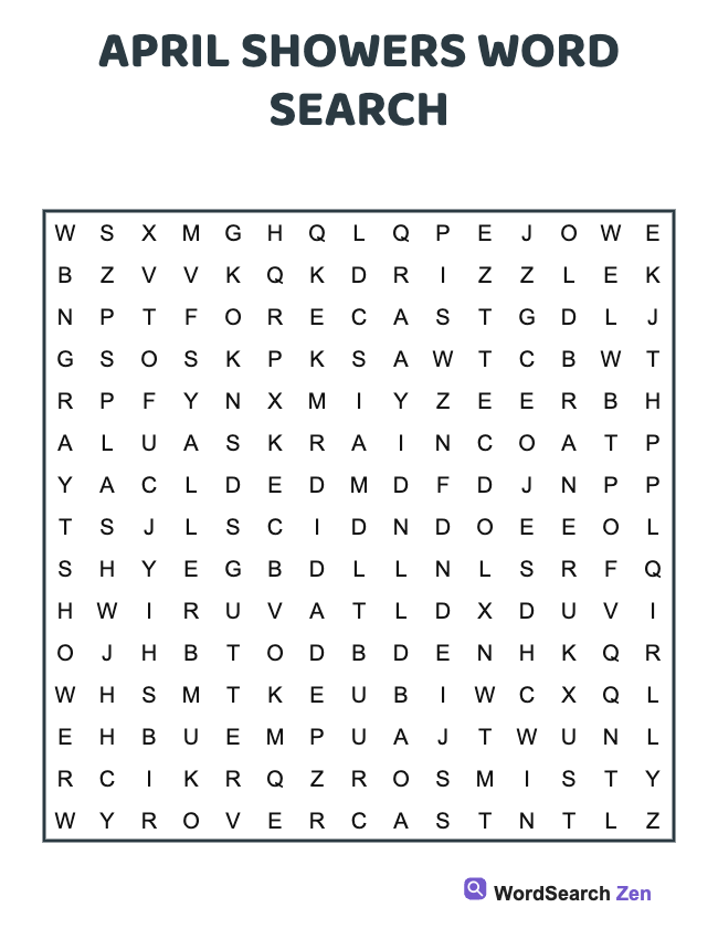 April Showers Word Search