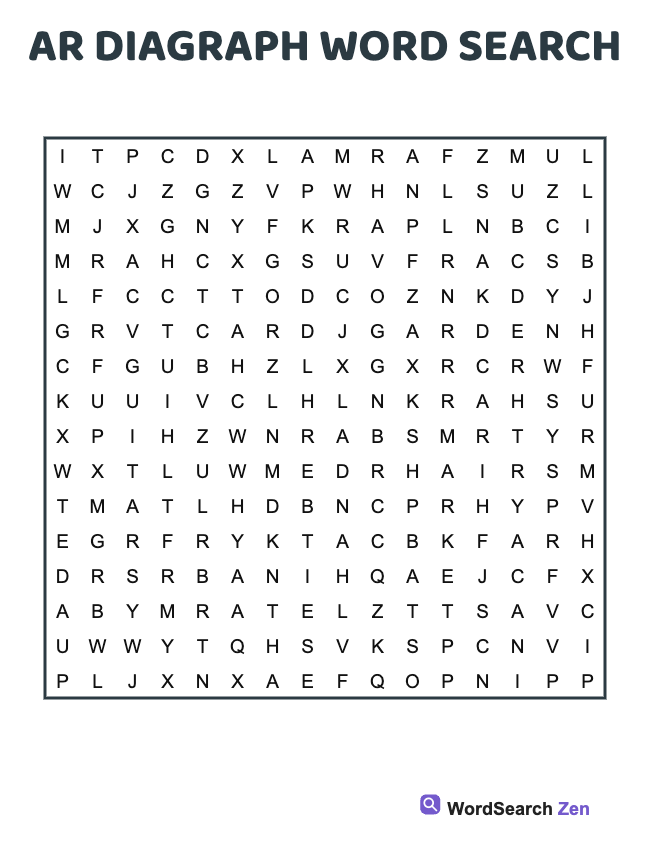 Ar Diagraph Word Search