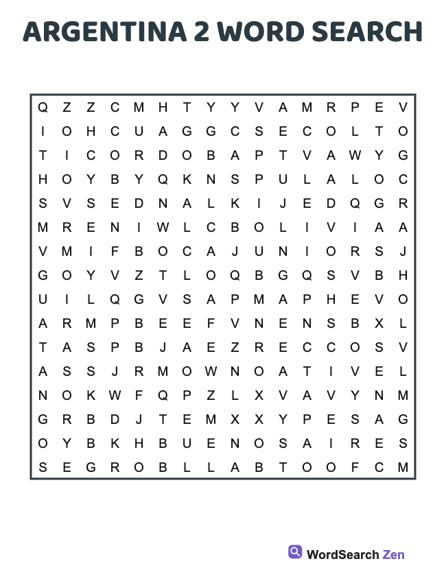 Argentina 2 Word Search