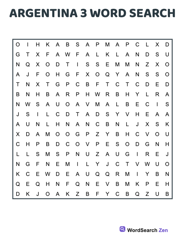 Argentina 3 Word Search