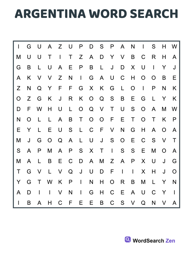 Argentina Word Search