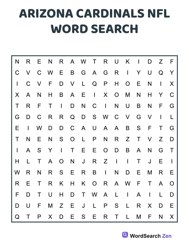 Arizona Cardinals NFL Word Search