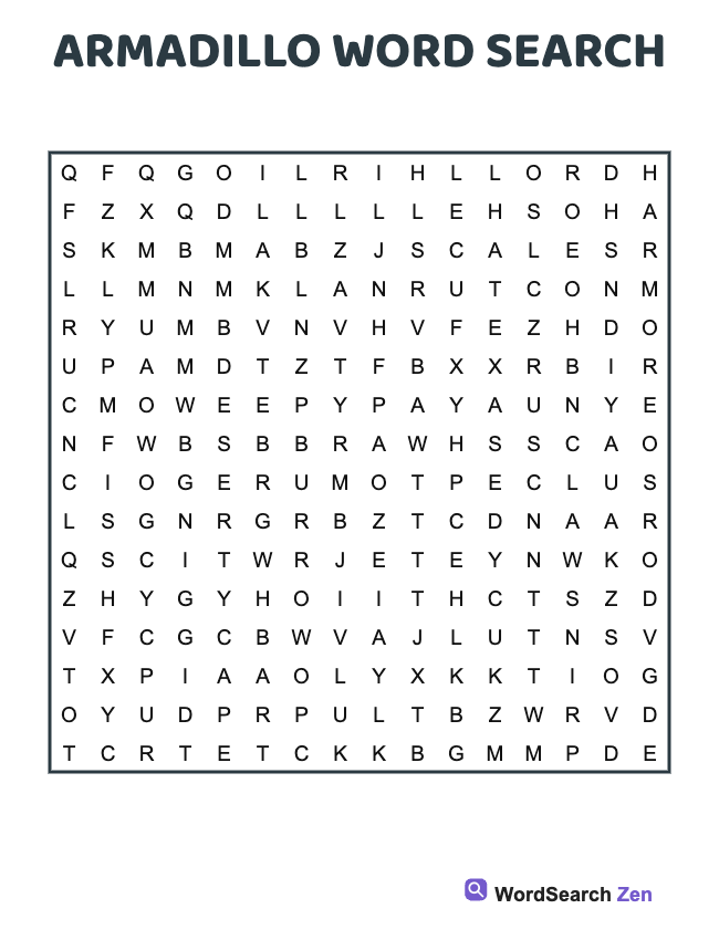 Armadillo Word Search