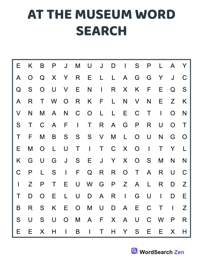 At The Museum Word Search