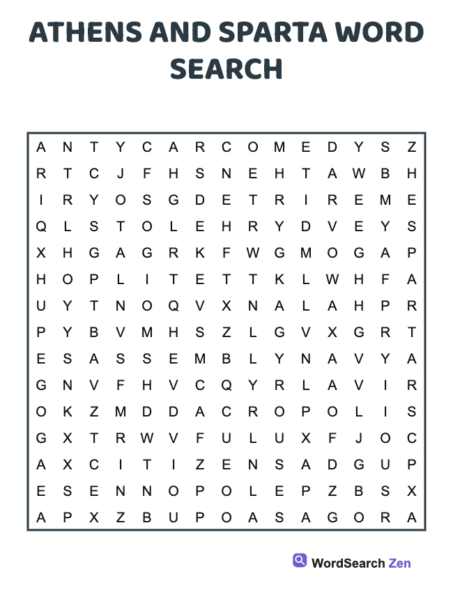 Athens and Sparta Word Search