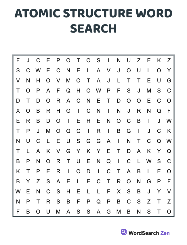 Atomic Structure Word Search