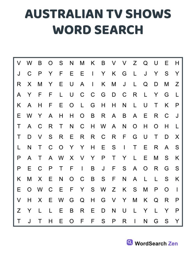 Australian Tv Shows Word Search