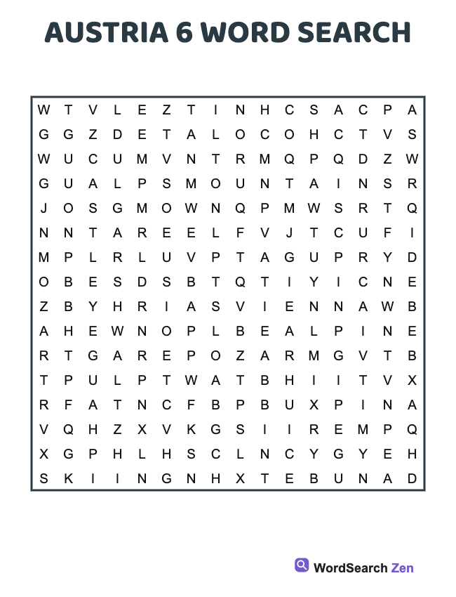 Austria 6 Word Search