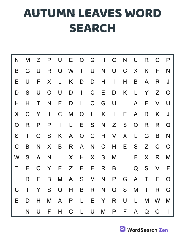Autumn Leaves Word Search