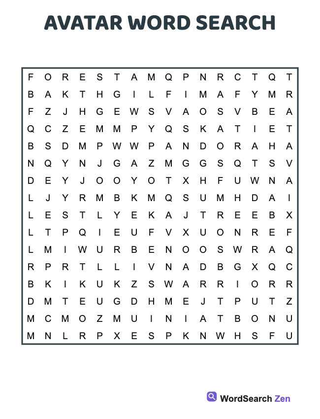 Avatar Word Search