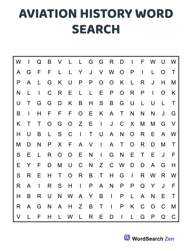 Aviation History Word Search