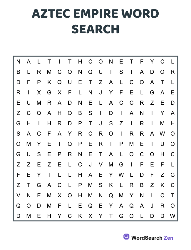 Aztec Empire Word Search