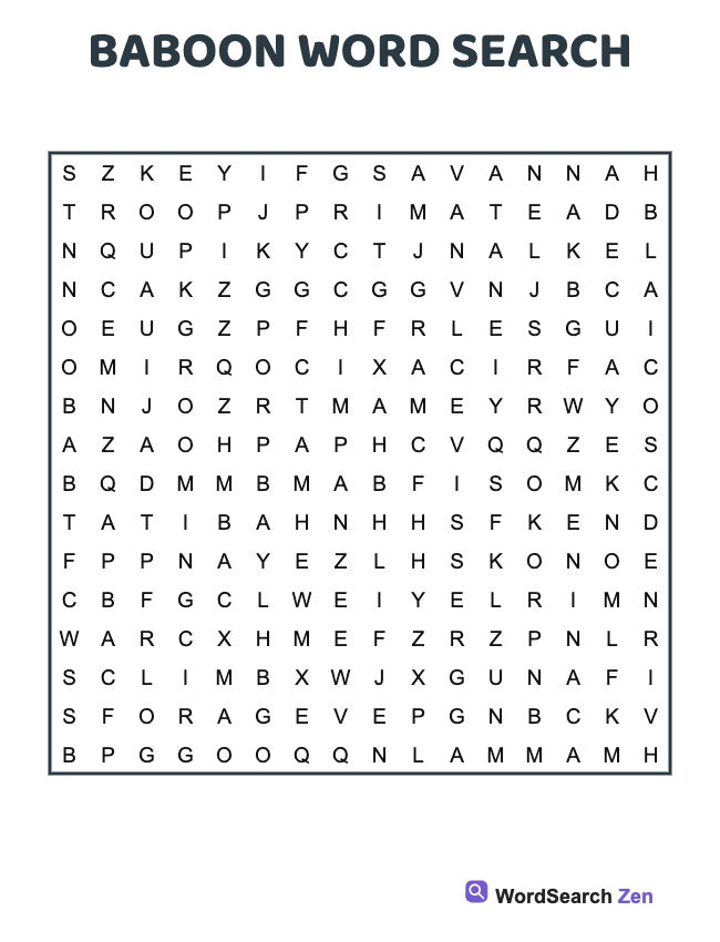 Baboon Word Search