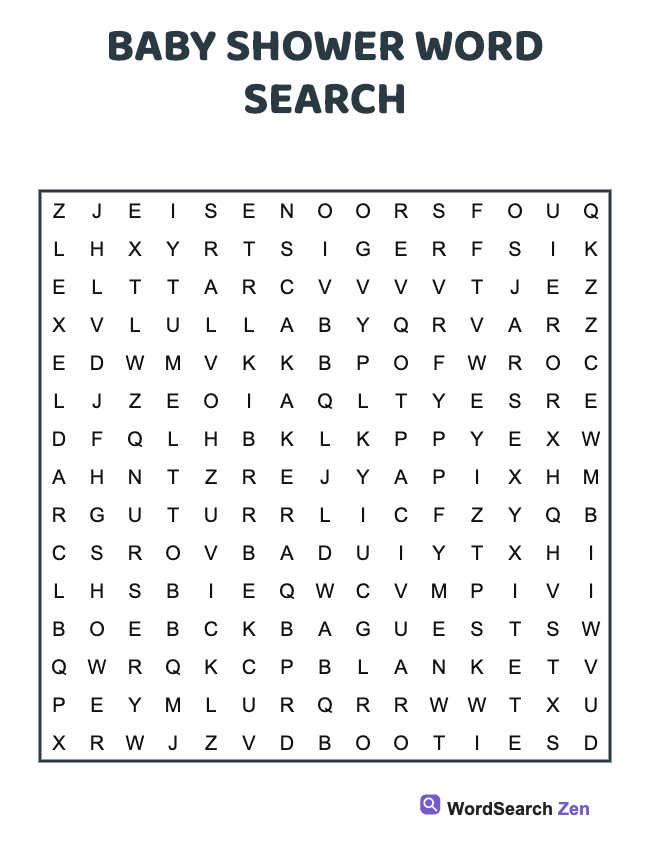 Baby Shower Word Search