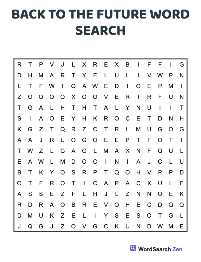 Back To The Future Word Search
