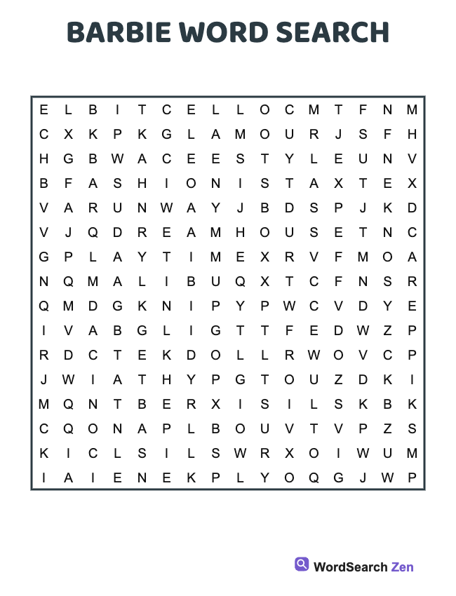 Barbie Word Search