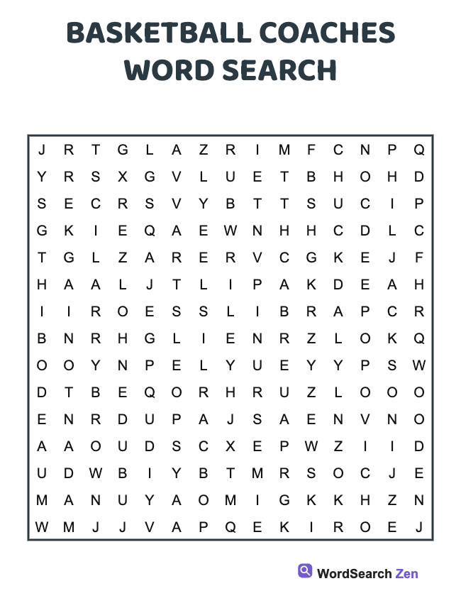 Basketball Coaches Word Search