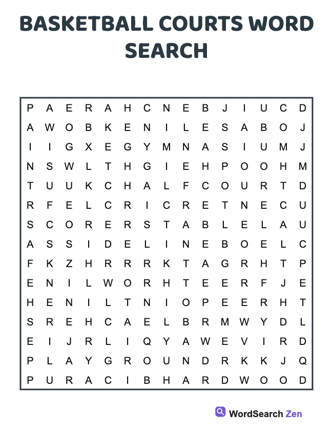 Basketball Courts Word Search