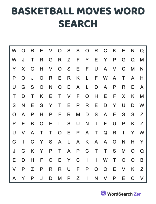 Basketball Moves Word Search