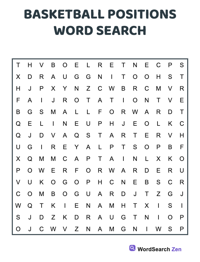 Basketball Positions Word Search