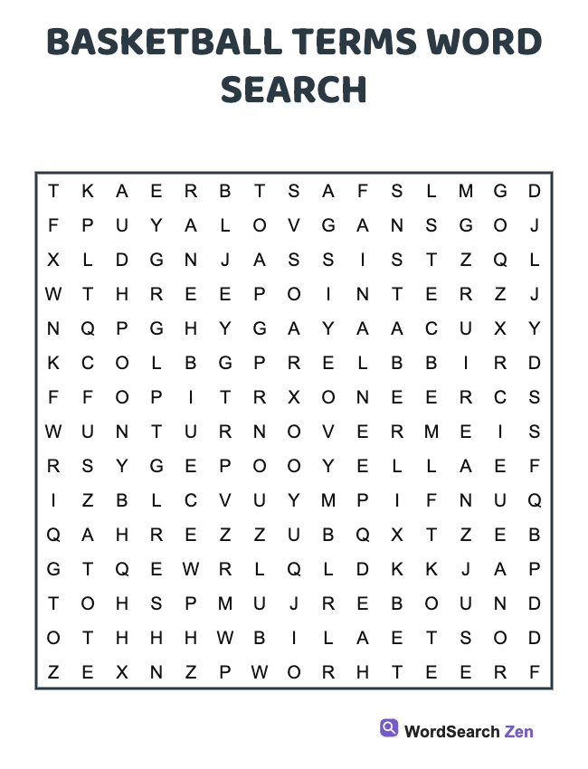 Basketball Terms Word Search