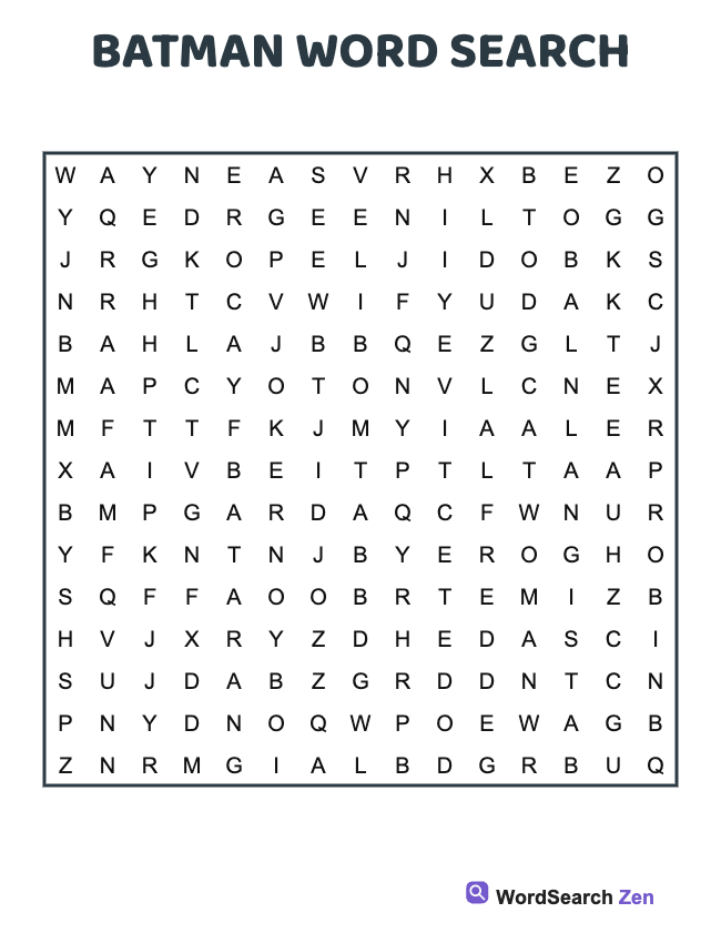 Batman Word Search
